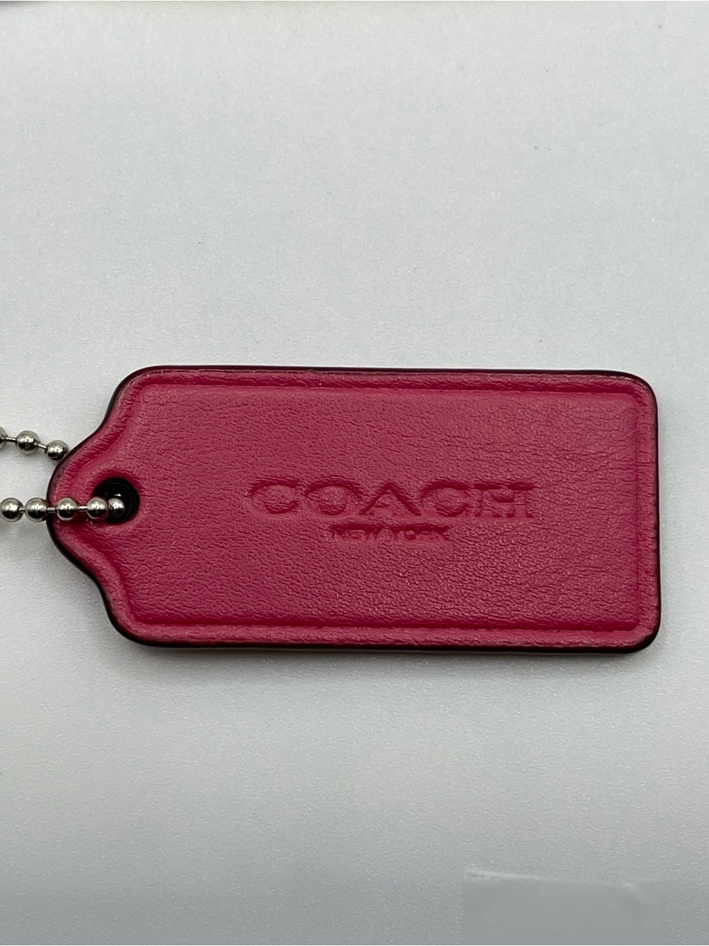 Coach Pink Leather Hang Tag with Ball Chain